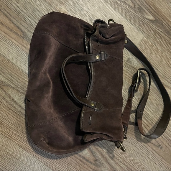 Lucky Brand Suede Brown Leather Crossbody Bag - Picture 8 of 9